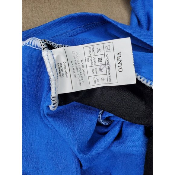 Vento Vassari XL Blue All Over Zipper Design Short Sleeve Designer Shirt - Picture 7 of 9